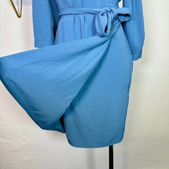 EVERLANE Japanese GoWeave Wrap Dress Blue Three Quarter Sleeve 10 - Picture 3 of 8